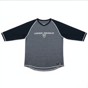 Under Armour Men's Baseball HeatGear 3/4 Sleeve Shirt - Black/Gray - Size Medium